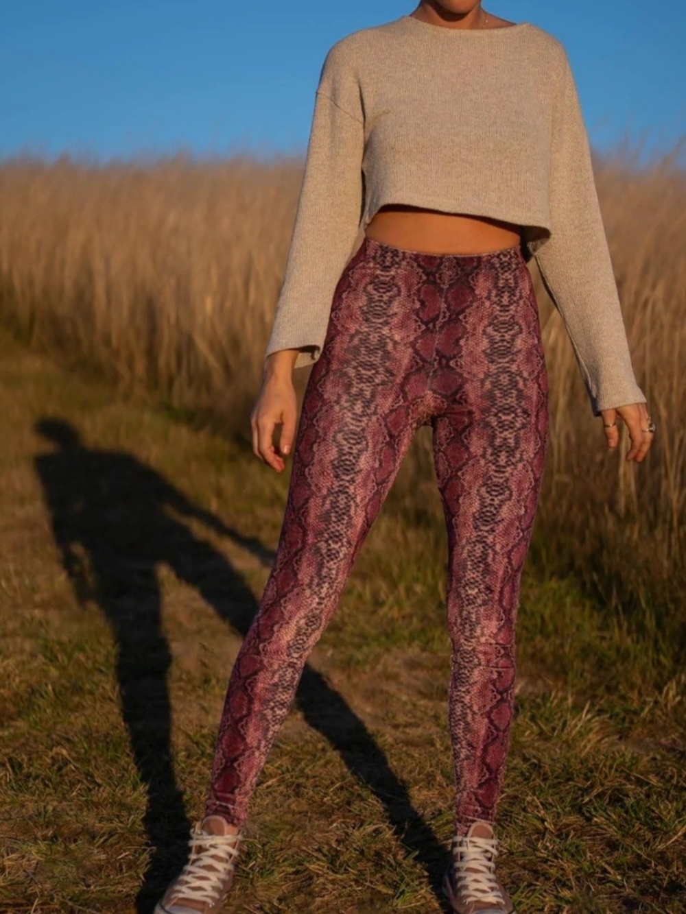 Rare Spirithoods Purple Snake-Print Women's Leggings